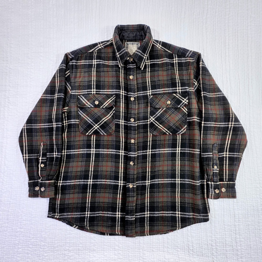 NK Ranch Shacket Men Large Green EUC Plaid Heavyweight Acrylic Flannel Shirt